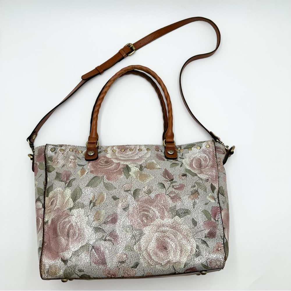 Patricia Nash Zancona Cracked Rose Leather Tote Satchel - Picture 9 of 13